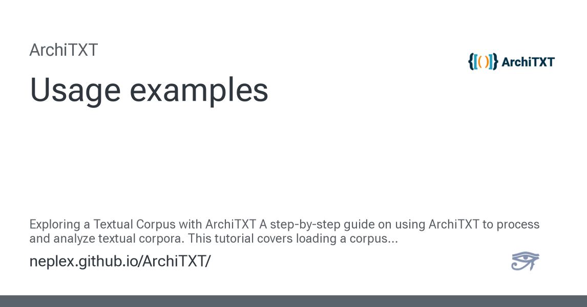 Usage examples — ArchiTXT Documentation