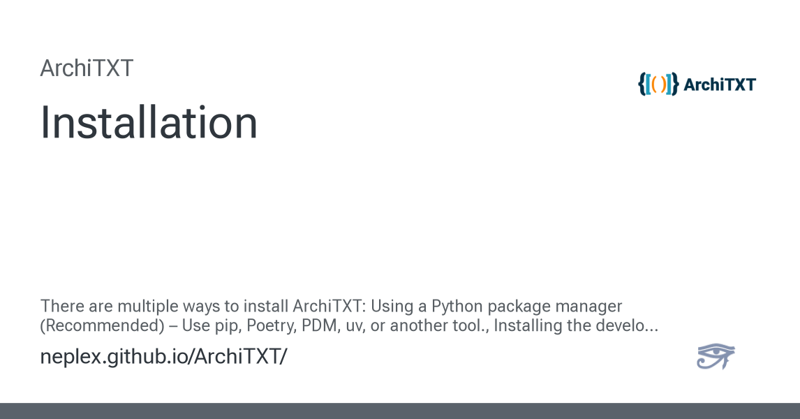 Installation — ArchiTXT Documentation